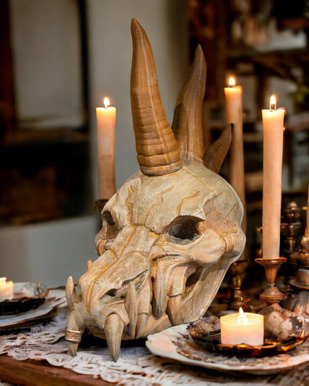 Black Dragon Skull – Multicolor Fantasy Display Piece