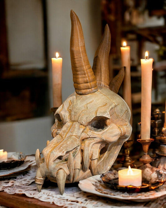 Black Dragon Skull – Multicolor Fantasy Display Piece