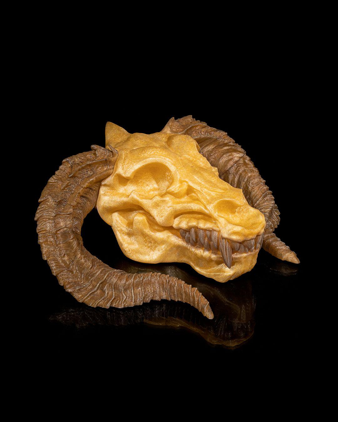 Gold Dragon Skull – Fantasy Display Piece