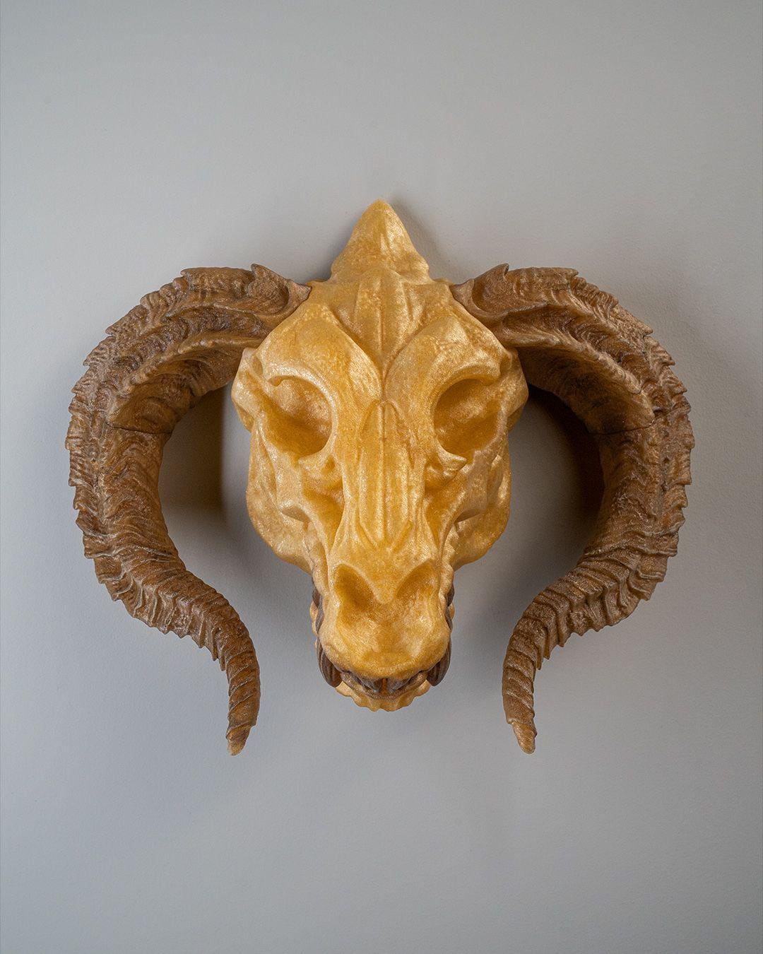 Gold Dragon Skull – Fantasy Display Piece
