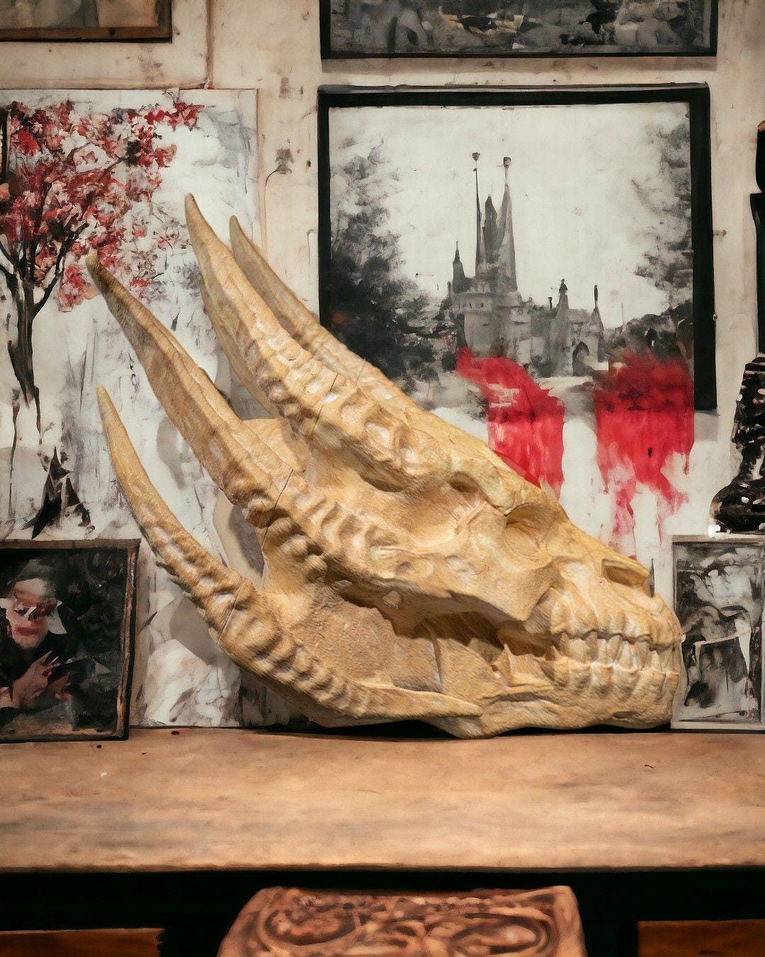 Silver Dragon Skull –  Fantasy Display