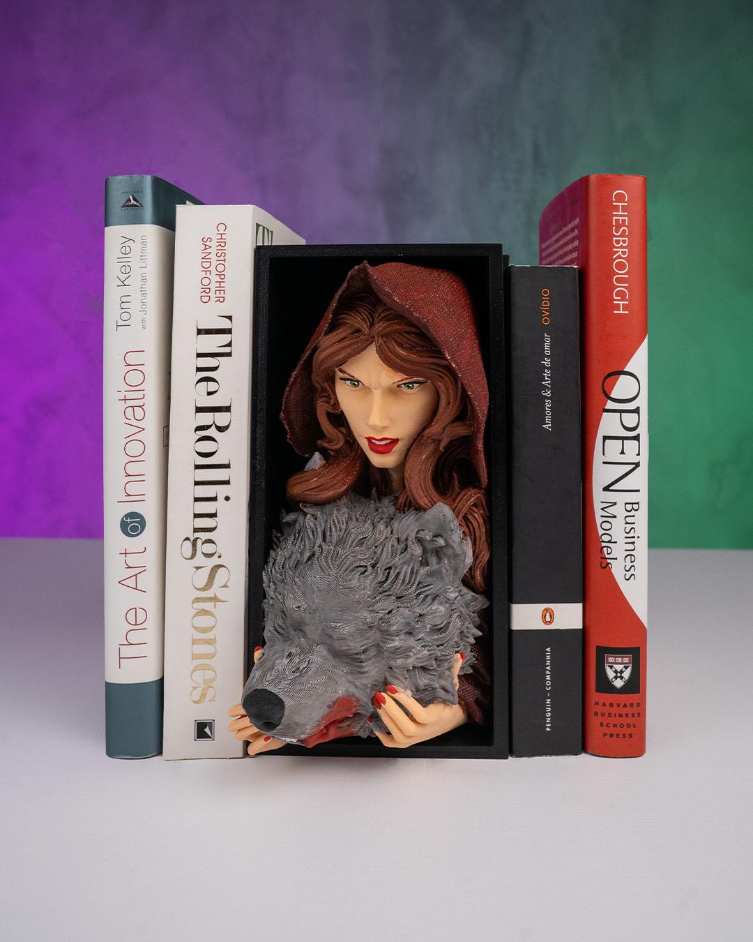 Little Red Halloween Book Nook Bookshelf Insert, Spooky Library Decor, Haunted Shelf Display, Gothic Home Decoration, Fa