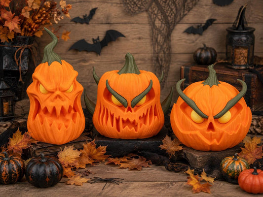 Pumpgrim Trio Halloween Decor Collection | Spooky Seasonal Display | Cute Gothic Autumn Decorations