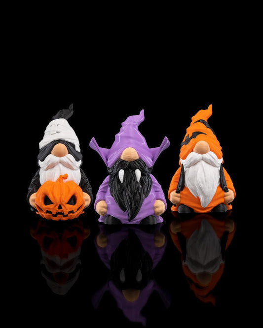 Gno-more Statues, Colorful Halloween Decor, Spooky Party Decoration, Whimsical Seasonal Display, Haunted House Accent, F