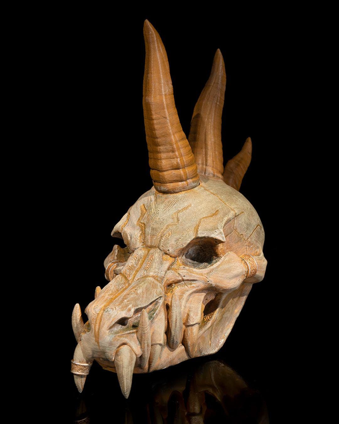 Black Dragon Skull – Multicolor Fantasy Display Piece