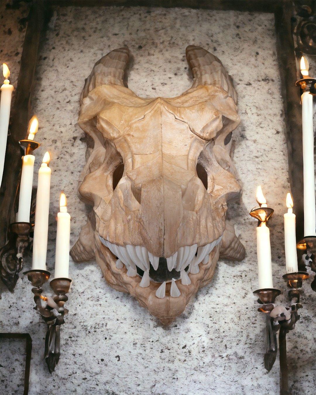 3D Printed Epic Red Dragon Skull – Multicolor Fantasy Display Piece