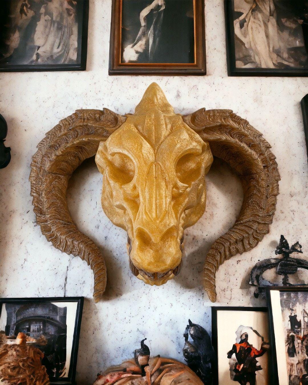 Gold Dragon Skull – Fantasy Display Piece