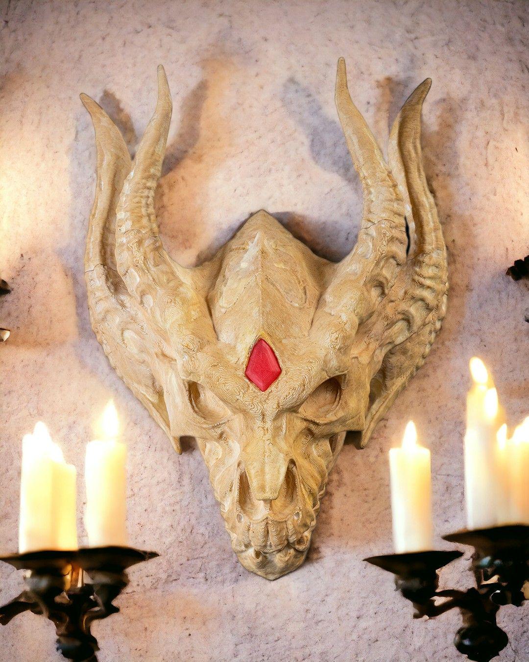 Silver Dragon Skull –  Fantasy Display