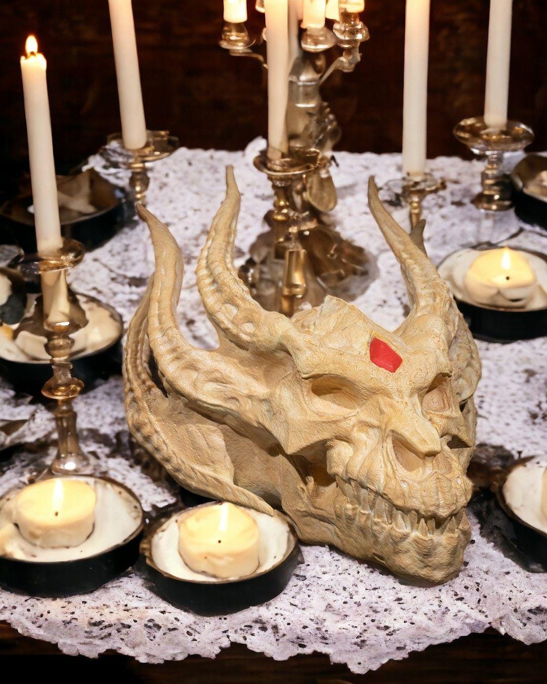 Silver Dragon Skull –  Fantasy Display