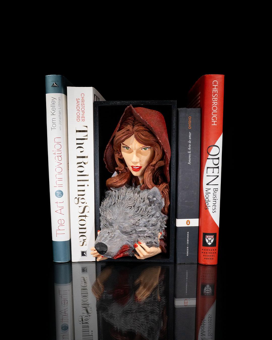Little Red Halloween Book Nook Bookshelf Insert, Spooky Library Decor, Haunted Shelf Display, Gothic Home Decoration, Fa