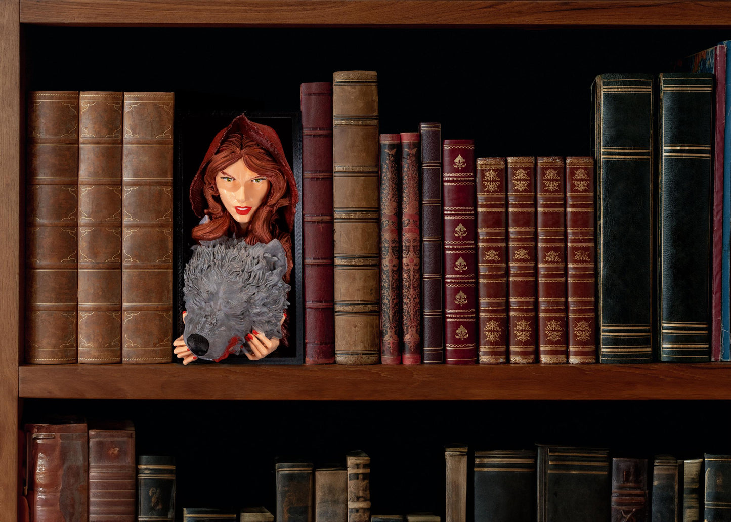 Little Red Halloween Book Nook Bookshelf Insert, Spooky Library Decor, Haunted Shelf Display, Gothic Home Decoration, Fa