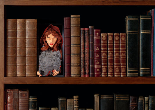 Little Red Halloween Book Nook Bookshelf Insert, Spooky Library Decor, Haunted Shelf Display, Gothic Home Decoration, Fa
