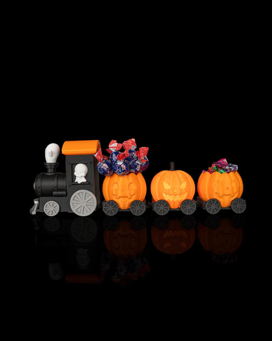 Pumpkin Train Set, Colorful Halloween Decor, Spooky Party Decoration, Whimsical Seasonal Display, Haunted House Accent, 