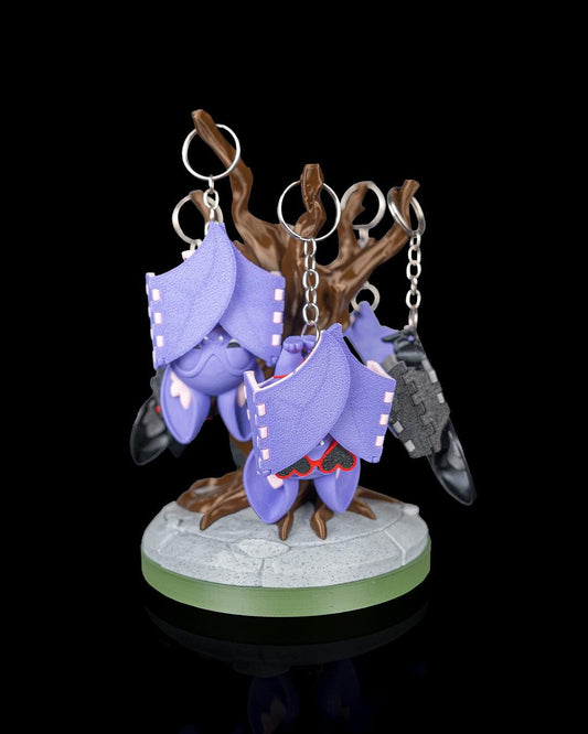 Colorful Foldable Bat Keychain, Cute Fantasy Bat Collectible, Hidden Wings, Bat Lover Gift, Optional Display Tree, Whims