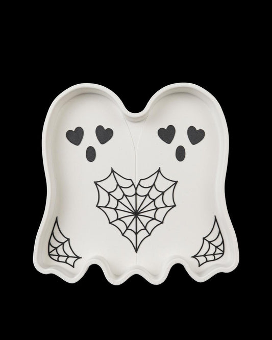 Ghost Duo Trinket Dish, Colorful Halloween Decor, Spooky Party Decoration, Whimsical Seasonal Display, Haunted House Acc