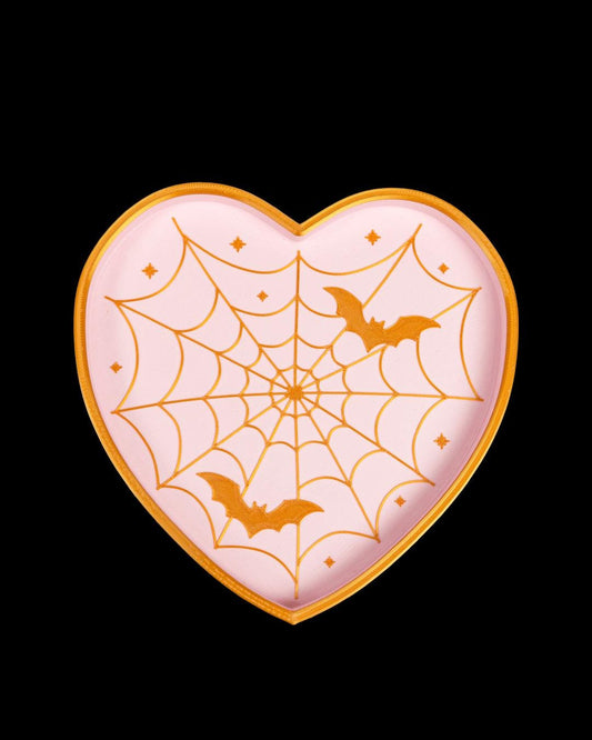 Spiderweb Heart Trinket Dish, Colorful Halloween Decor, Spooky Decoration, Whimsical Seasonal Display, Haunted House Acc